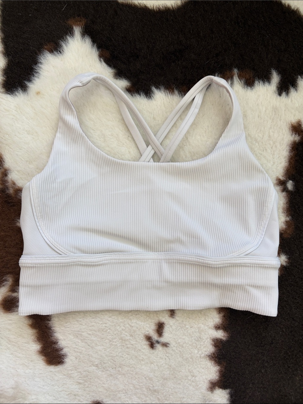 lululemon athletica White Ribbed Crossback Sports Bra